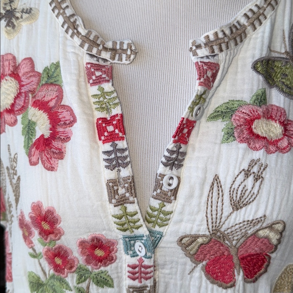 BIYA Johnny Was Annalise Embroidered Gauzy Dress - Picture 5 of 16